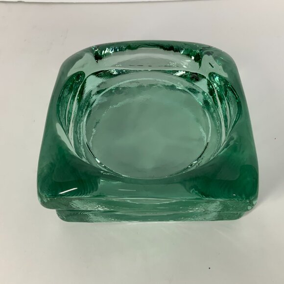 Pair Fire And Light Recycled Art Glass, Footed Candle Holder, Wine Caddy Ashtray - Picture 5 of 8